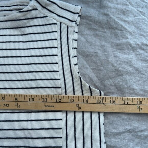 Madewell Funnel Neck Stripe Knit Top Cotton Blend Ivory Sleeveless XS - Picture 5 of 6